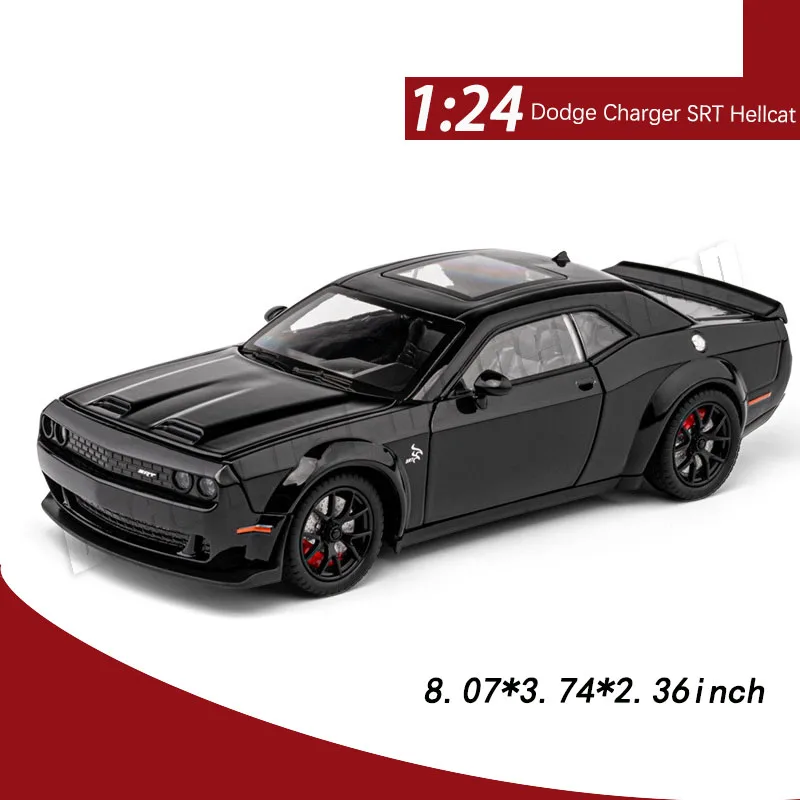 Modelo de coche de aleación de Dodge Charger SRT Hellcat para niños, fundido a presión juguete de coche, regalo coleccionable, decoración de coche en miniatura, 1:24