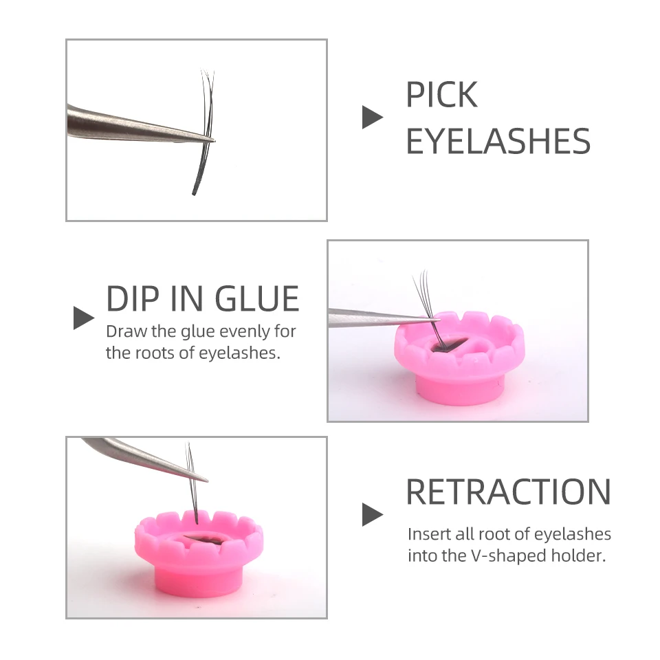 100pcs Disposable Individual Eyelash Glue Holder Pink/Clear Quick Blossom Cup Ring Eyelash Extension Adhesive Stand Makeup Tool
