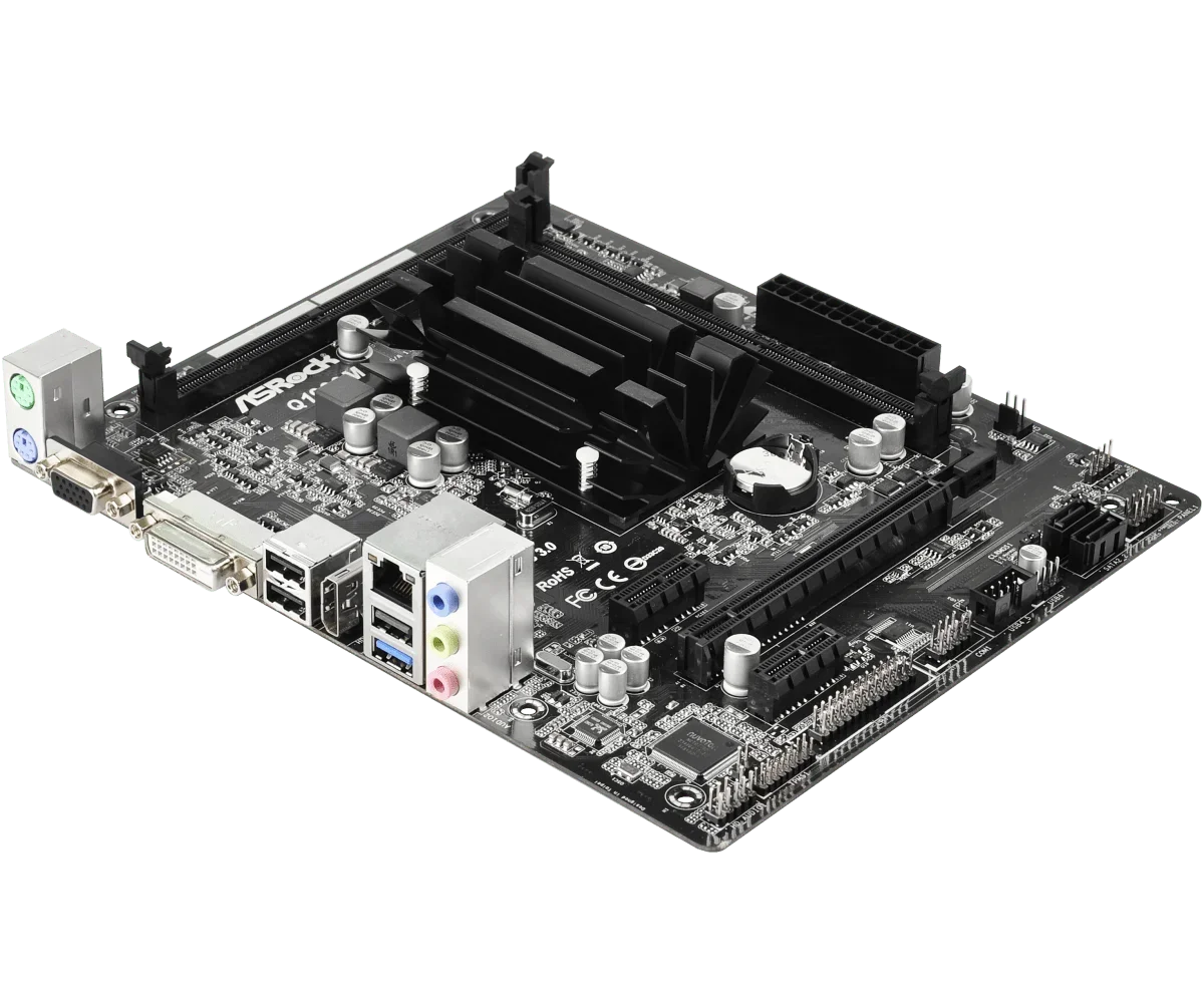 ASRock Q1900M Motherboard Intel Quad-Core Prozessor J1900 DDR3L 1333 16 GB lang DIMM 2xSATA2 3,0 Gbit/s Micro ATX