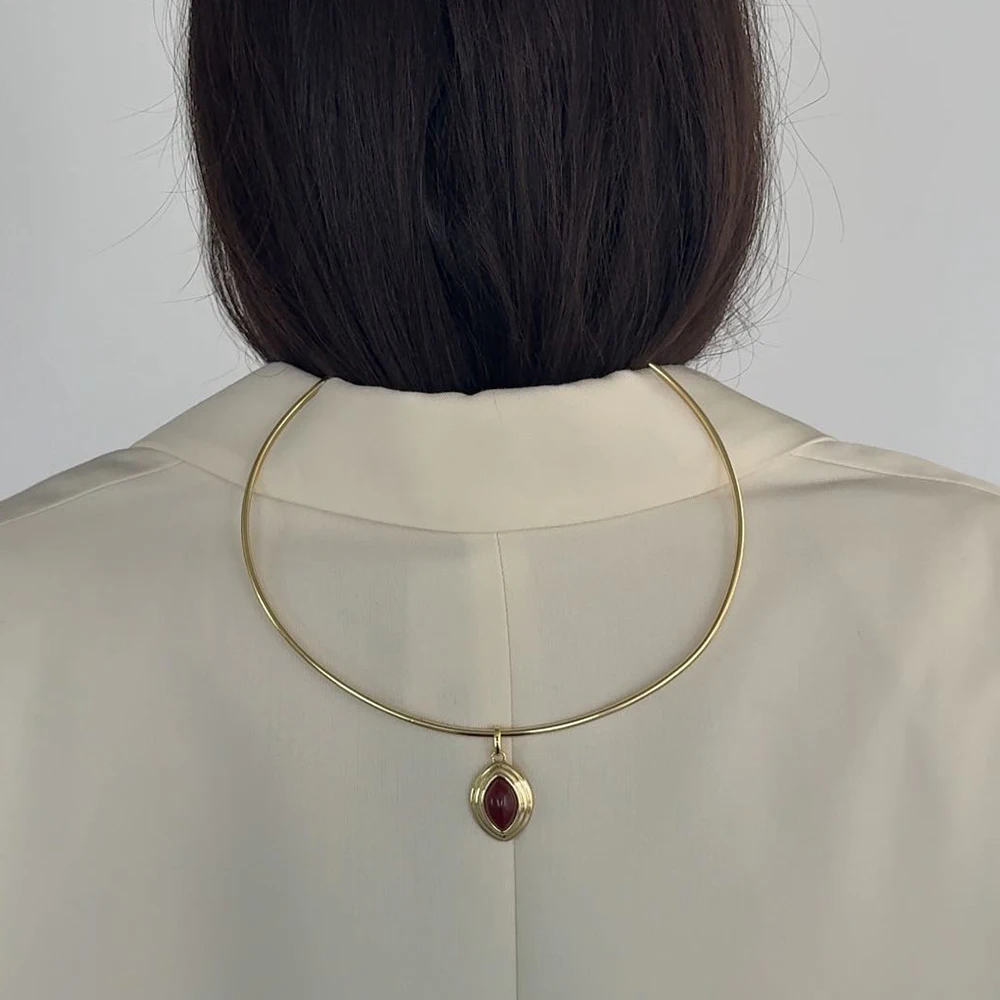 Uworld Minimalist 18K Gold Color Plated Stainless Steel Smooth Plain Ring Necklace Pendant Interchangeable Necklace Women's Jewe