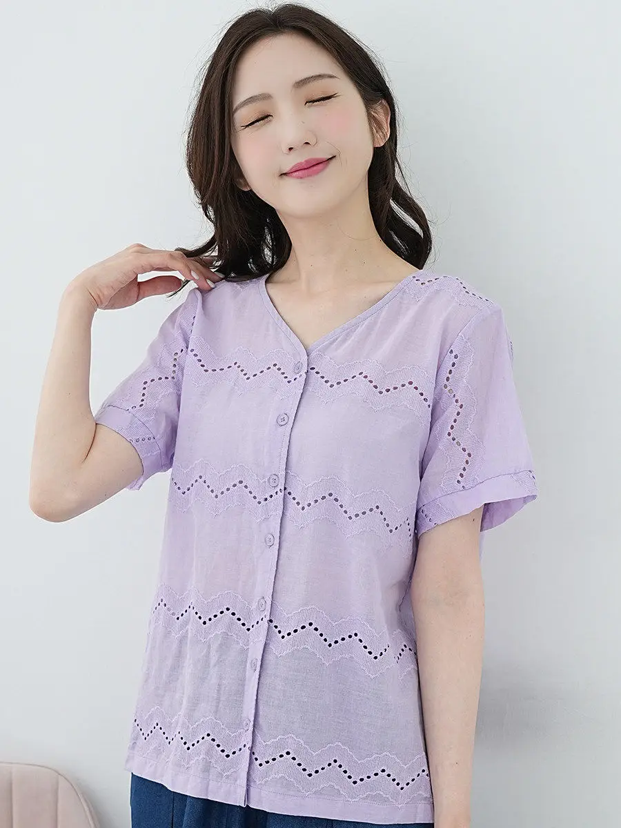 

Aiyiqige 2026 Новинка: Летний хлопково-льняной кардиган больших размеров с коротким рукавом, V-образным вырезом и кружевом для полных женщин, в повседневном стиле