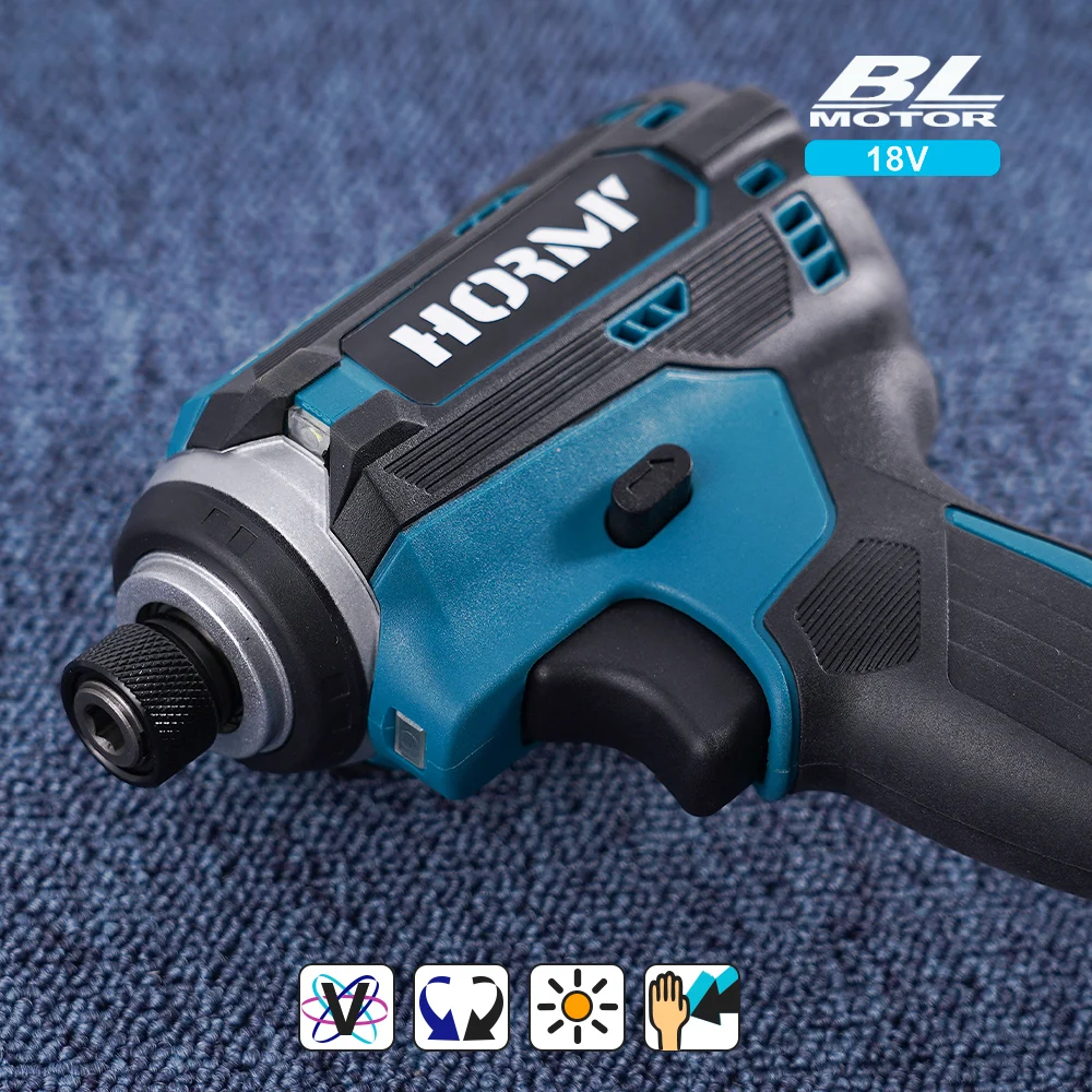 Chave de fenda elétrica sem escova, 18v, chave de impacto sem fio, 1/4 polegadas, 3 velocidades, ferramenta elétrica led para bateria makita 180n.m
