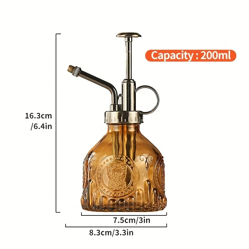 1pc Glas Bewässerung Spray Flasche, Vintage Bronze Kunststoff Top Pumpe Gießkanne Glas Spray Flasche Pflanze Mister, für Zimmer Pflanzen – Detail 1