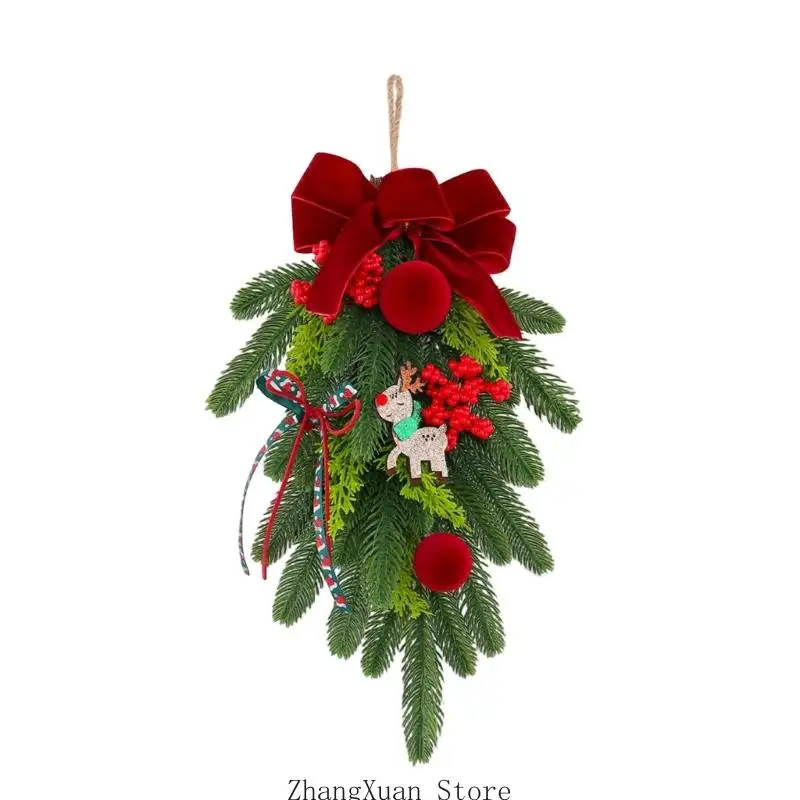 Weihnachten Weinrot Samtige Beeren Hängen Baum Simulation Kranz Schmuck Für Urlaub Party Tür Wand Dekore 3XUF – Detail 9