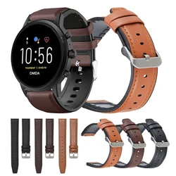 22mm Leather+Silicone Strap For Fossil Band GEN 6 5 5E 44mm GEN 5 LTE 45mm/Carlyle/Julianna/Garrett HR Bracelet Accessories Belt