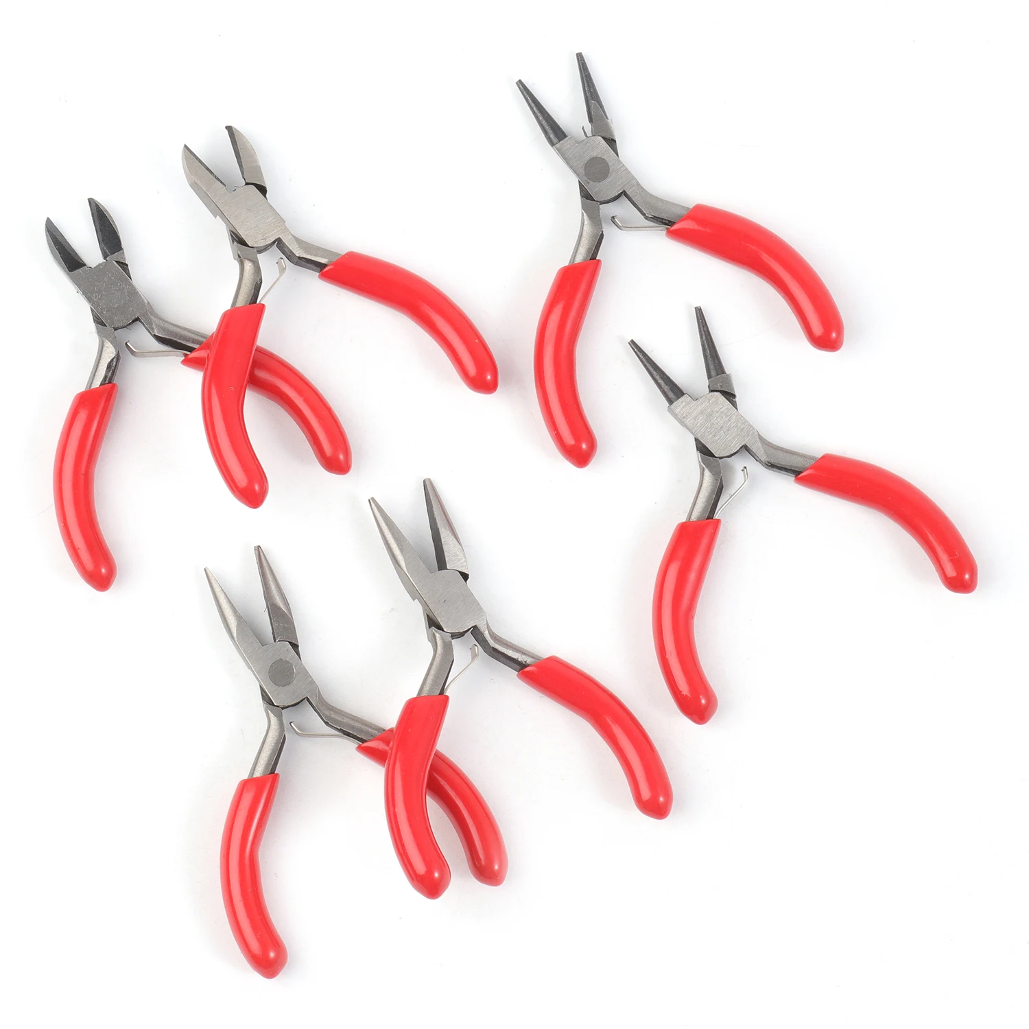 Red Pliers Stainless Steel Jewelry Tools DIY Findings Hardware Tools Round Head Pointed Nose Pliers Side Cutter Pliers 1pcs