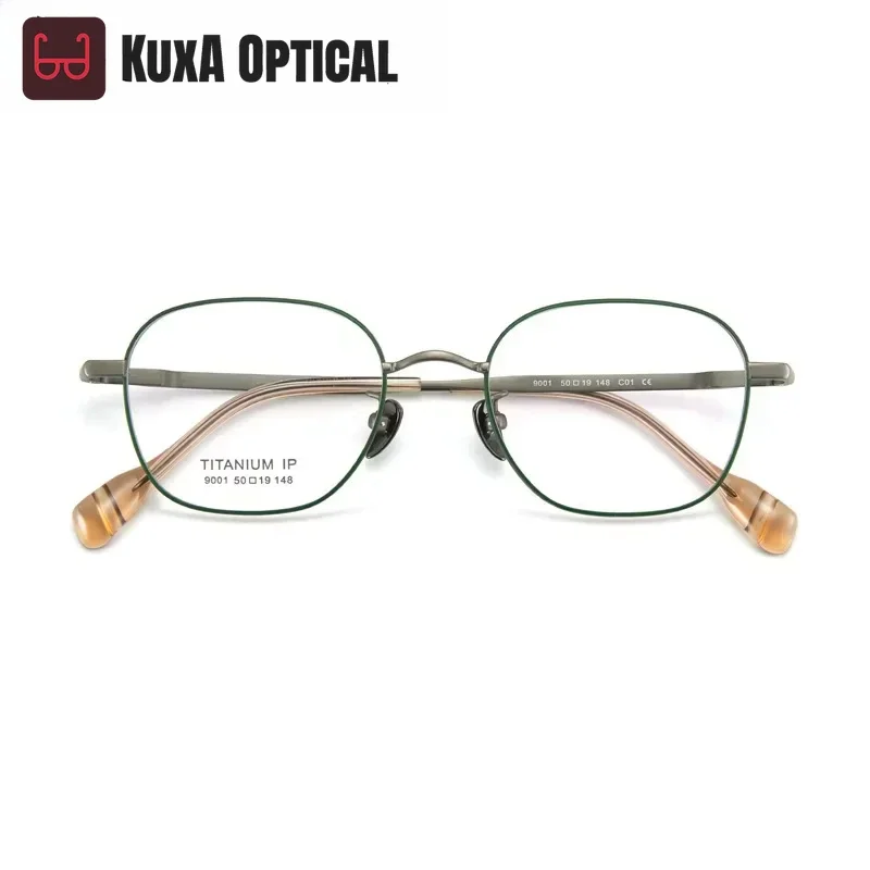 Okulary KUXA Najwyższej Jakości Męskie Oprawki z Czystego Tytanu Damskie Soczewki Korekcyjne Okulary Modny Design Wysoka Klasy Lekkie