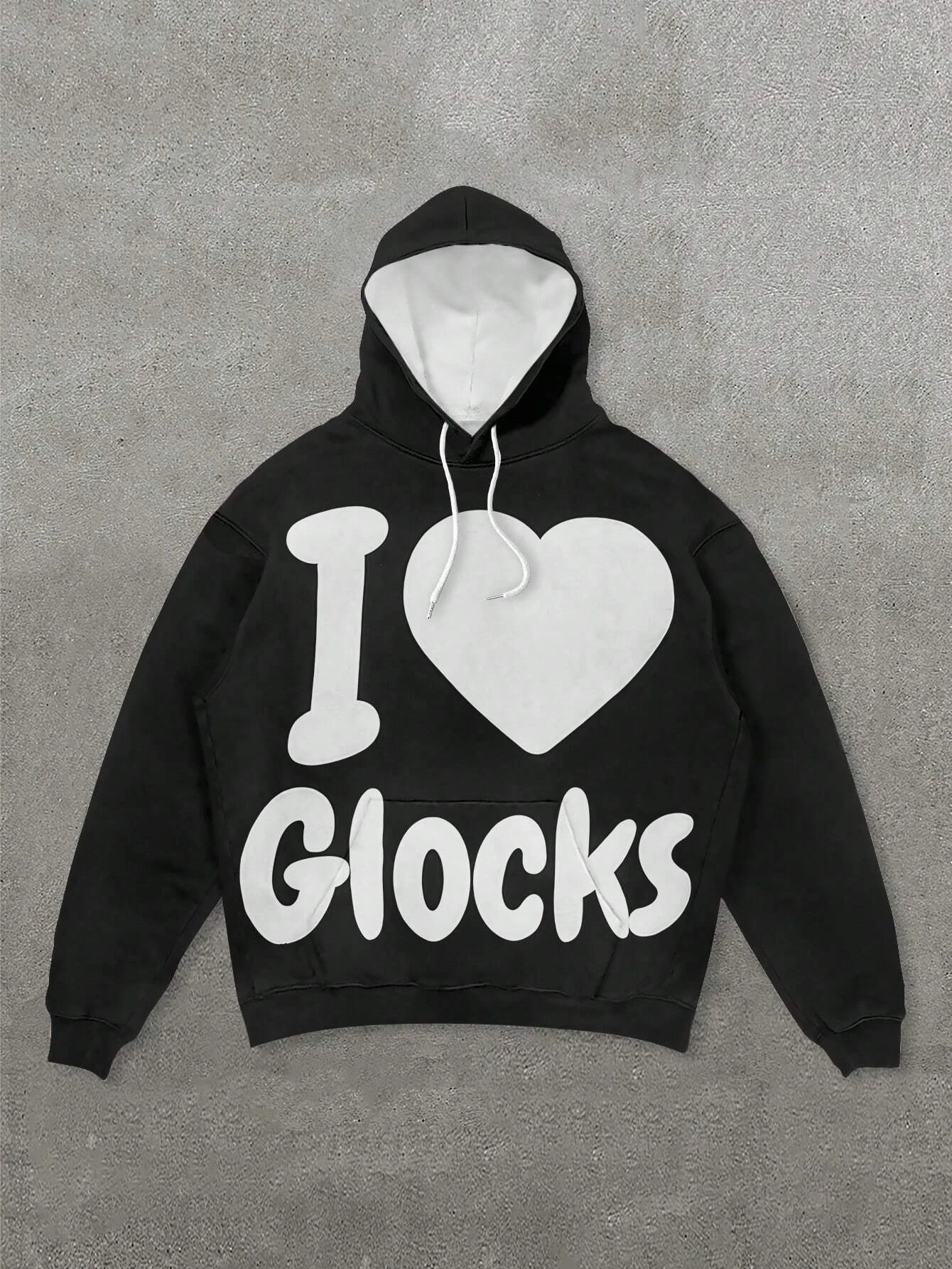 

Mens GLOCKS Print Hoodie Sweatshirt Long Sleeve Tops Oversize Y2k Hip Hop male Streetwear High Street Sweatshirt Men Clothing