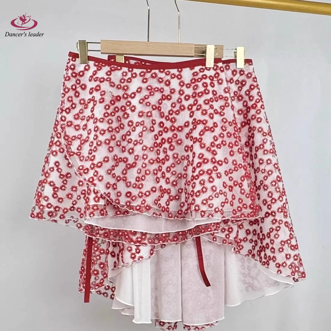

Женская балетная юбка с двойной вышивкой, танцевальная юбка с ромашками, комбинезон для взрослых, балетная мини-юбка для девочек, изображение