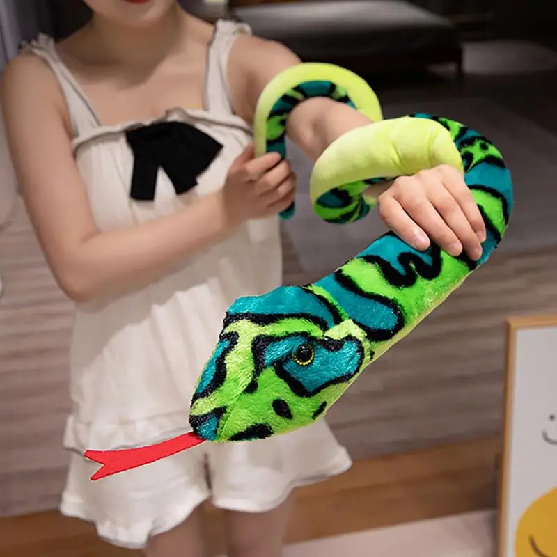 Light Up Snake Stuffed Animal Plush Snake With Light Spoof Prank Prop Soft Cuddly Toy Realistic Eye-Catching Doll For Halloween