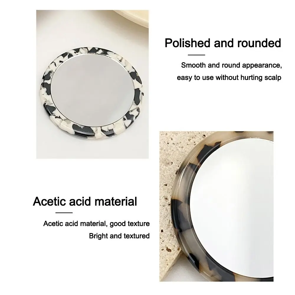 Menina senhora presente simples acetato espelho de maquiagem redondo mini spa salão espelhos compactos portátil bonito espelhos de beleza