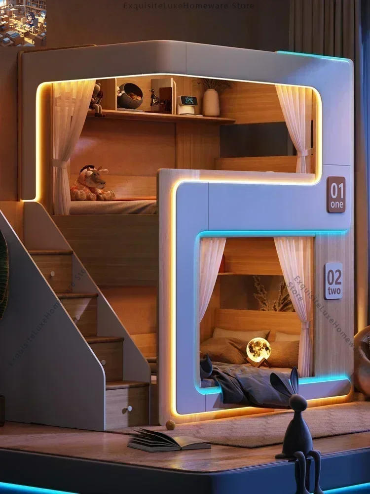 

Wood Upper And Lower High And Low Bunk Beds