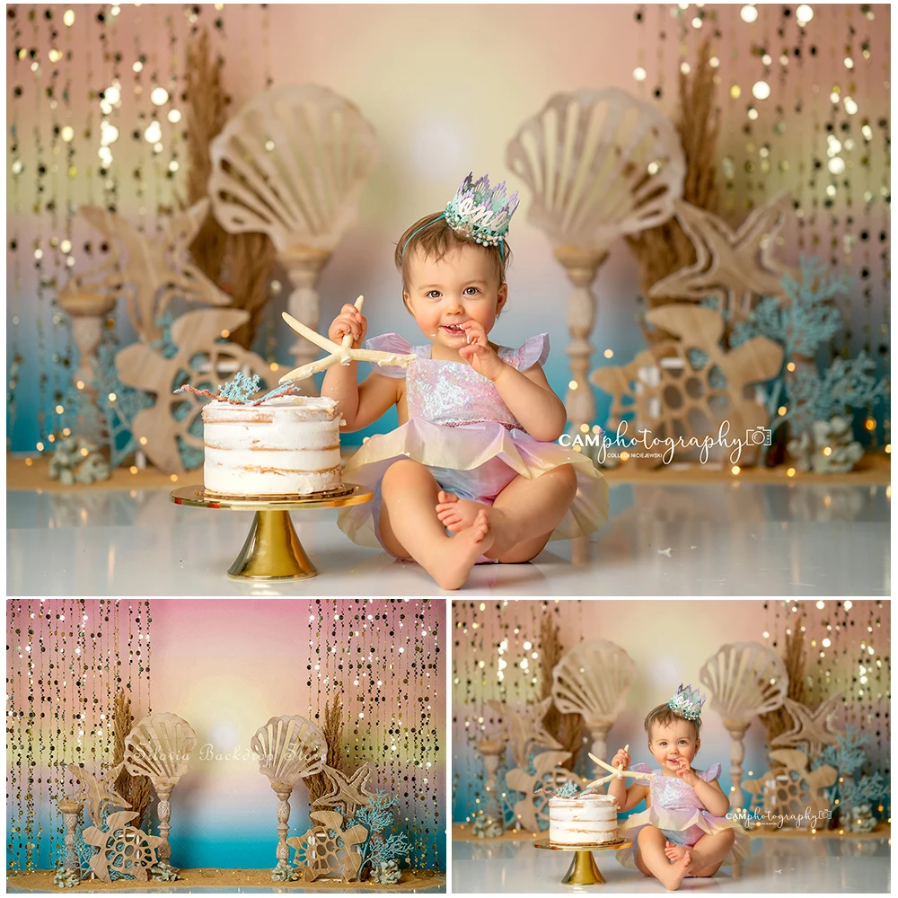 

Ocean Make Waves Photo Background Underwater Mermaid Birthday Cake Smash Photo Studio Props Shark Octopus Photography Backdrop