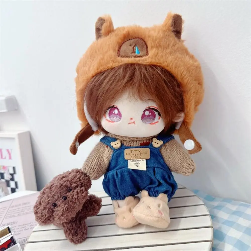 

20cm Doll Clothes Head Cover Sweater Cotton Doll Clothes Suspender Pants Cartoon No Attributes Dolls Clothes Children's Gift