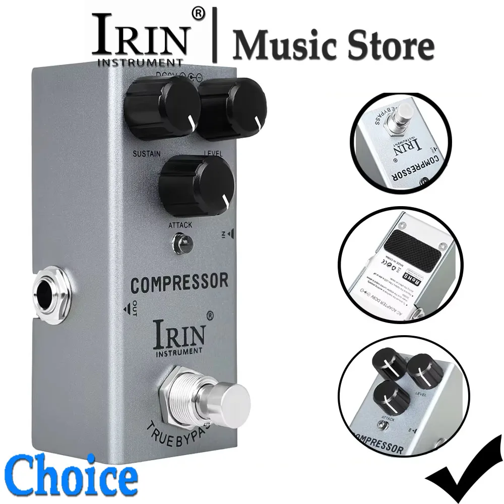 IRIN COMPRESSOR Guitar Effect Pedal Full Metal Shell Single-block Electric Guitar Effect Pedal for Guitar/Bass Perfect Accessory