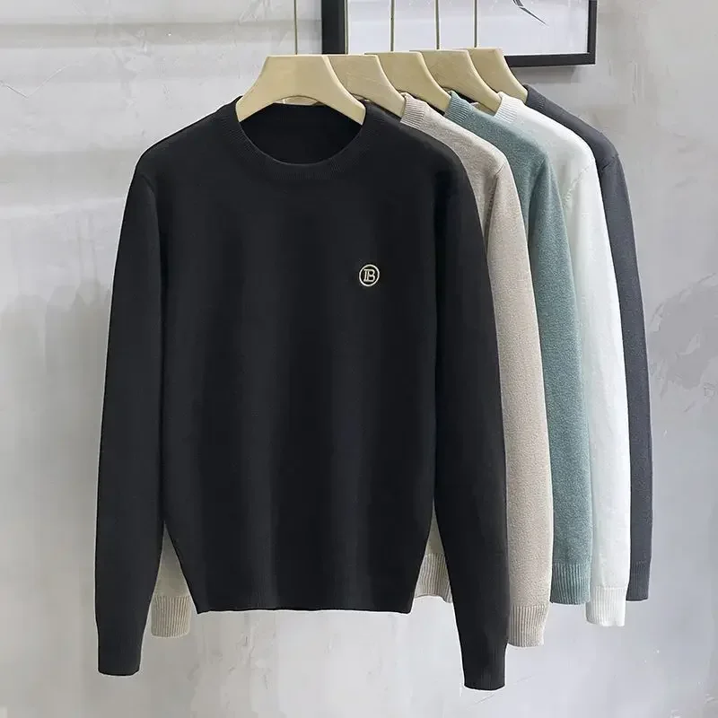 

Round Collar Man Clothes Business Crewneck Pullovers Knitted Sweaters for Men Black Clothing Korean Autumn Sheap Thick Winter X