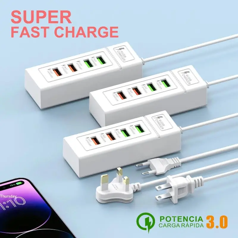【C】1Pcs Quick Charge 3.0 PD Type C Wall Charger Socket EU Plug USB C Charger Power Strip Multi Ports Fast Charging Power Adapter