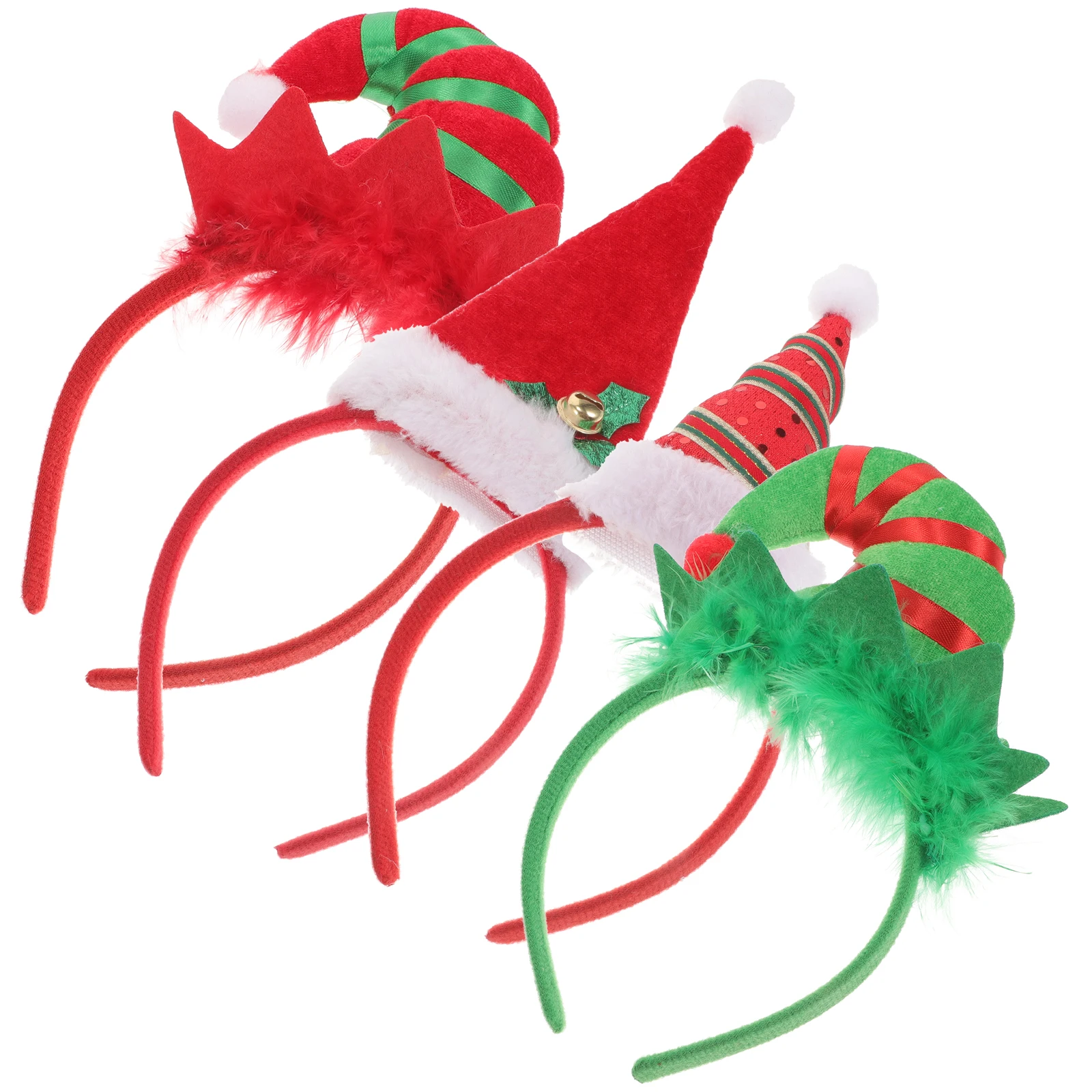 

4 Pcs Elf Hat Headband Holiday Headbands Party Festive Headwear Ornaments Wedding Hairbands Fabric Decorative Child