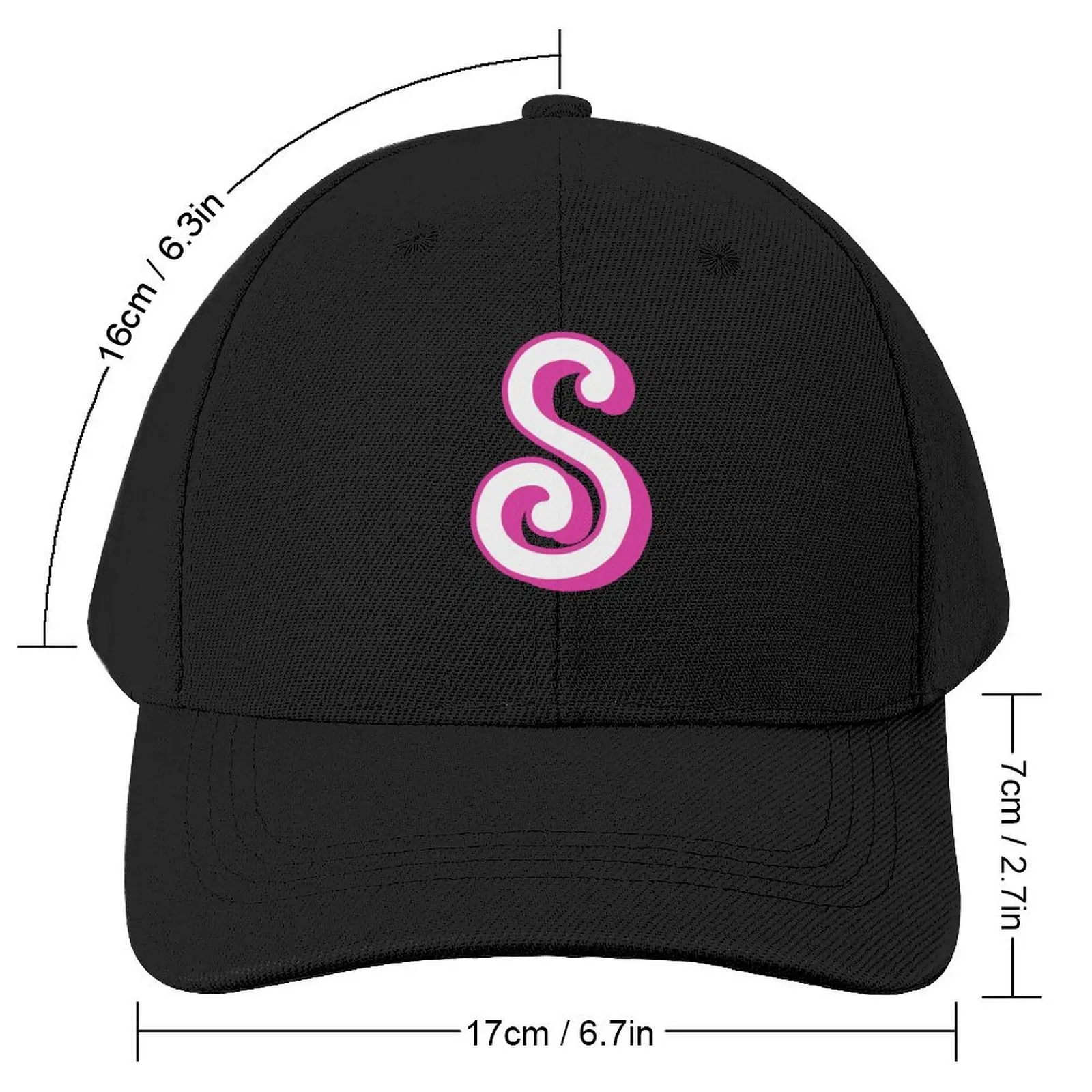 Bubble Pink Letter S - Monogram - Initial - Alphabet Baseball Cap Horse Hat Golf Men Women's