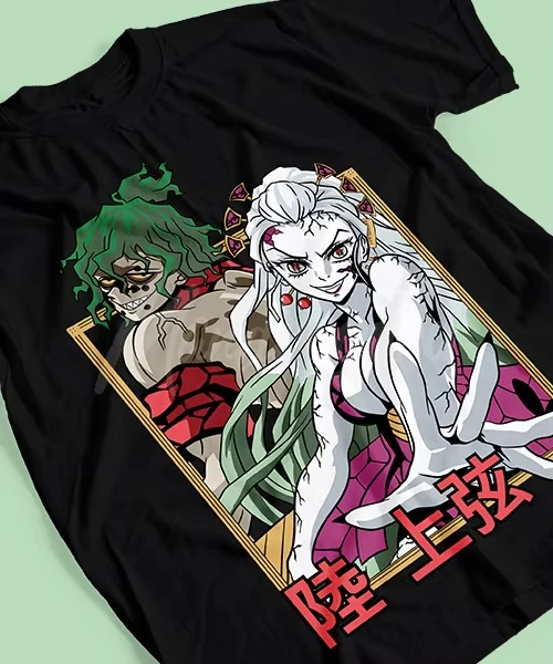 Sommer-T-Shirt für Anime Demon Slayer Daki&Gyutaro, Herren-T-Shirt mit Rundhalsausschnitt und kurzen Ärmeln