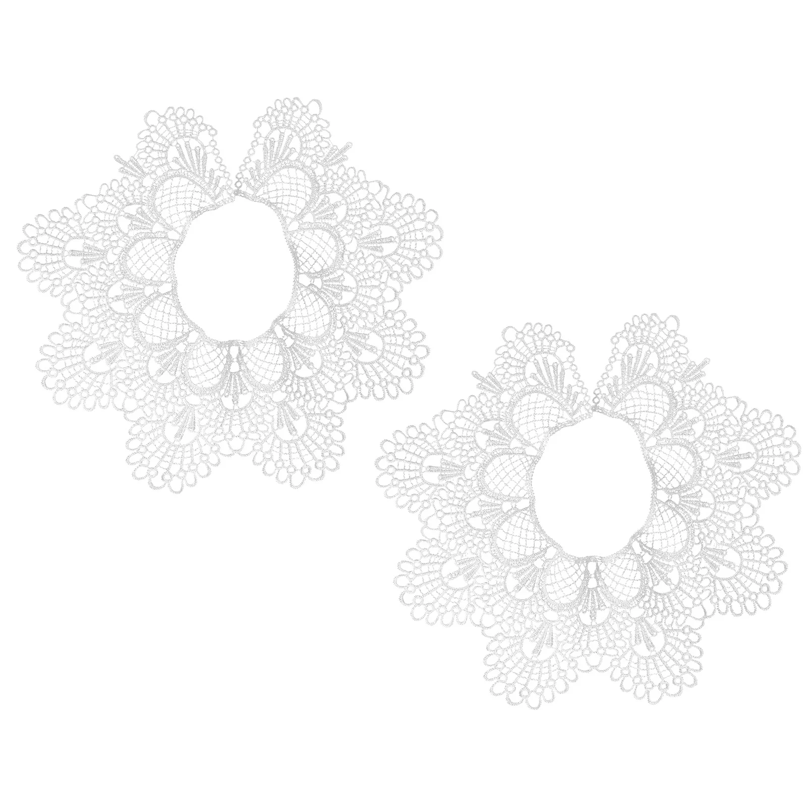 

2Pcs Floral Collar Water Flower Lace Trim Soluble Hollow Design Polyester Yarn Neckline Trim DIY Sewing Materials