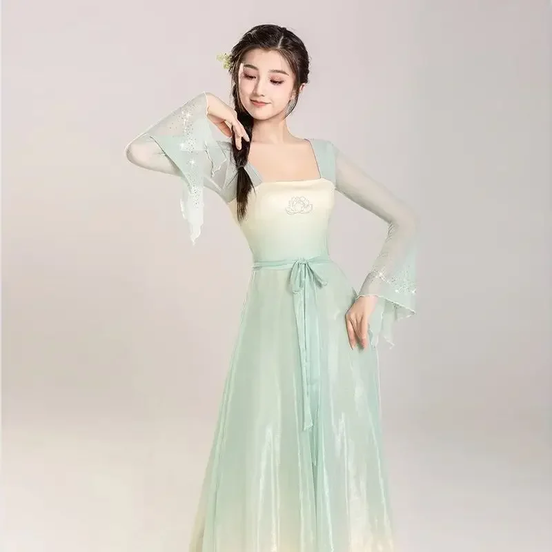 

Classical Hanfu Immortal Classical Dance Gradient Dress Flowing Spirit Performance Dress Top Chinese Dance Costume Big Swing