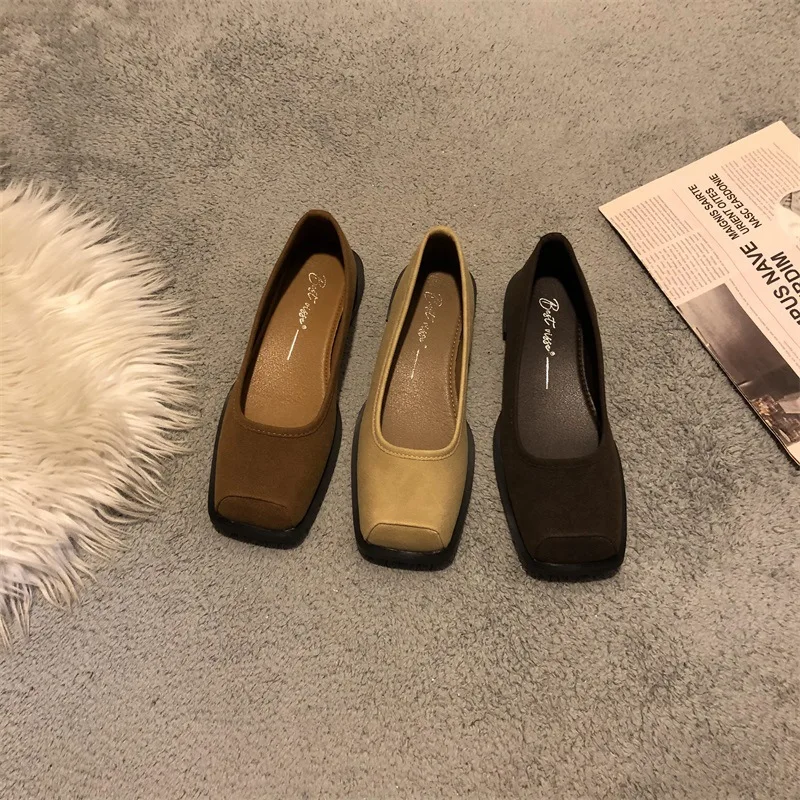 New Square Toe Mary Jane Flats Shoes Women Shallow Slip On Grandma Shoe Spring Eelgant Ballet Shoes Ladies Casual Mujer