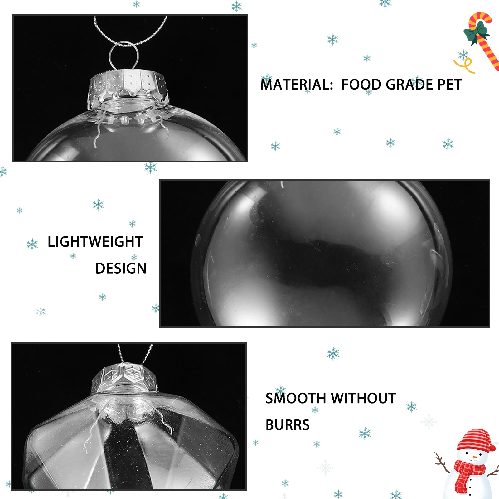 

16Pcs Clear Fillable Xmas Balls Christmas Tree Hanging Ornaments DIY Decor Gift Plastic Ball Pendant Empty Ball Craft