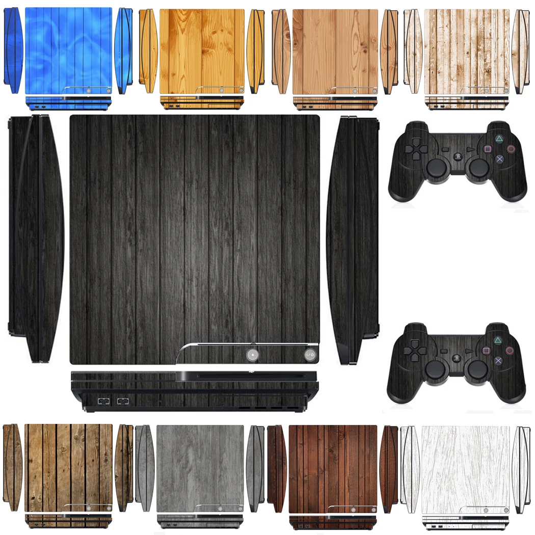 Wood 1604 Vinyl Skin Sticker Protector for Sony PS3 Slim PlayStation 3 Slim and 2 controller skins Stickers