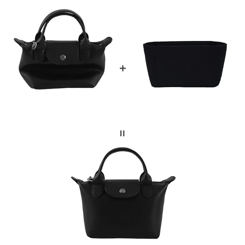 Organizador de bolso con forro de albóndigas para Longchamp, Mini bolsa de almacenamiento, monedero de fieltro, inserto de bolso, accesorios de