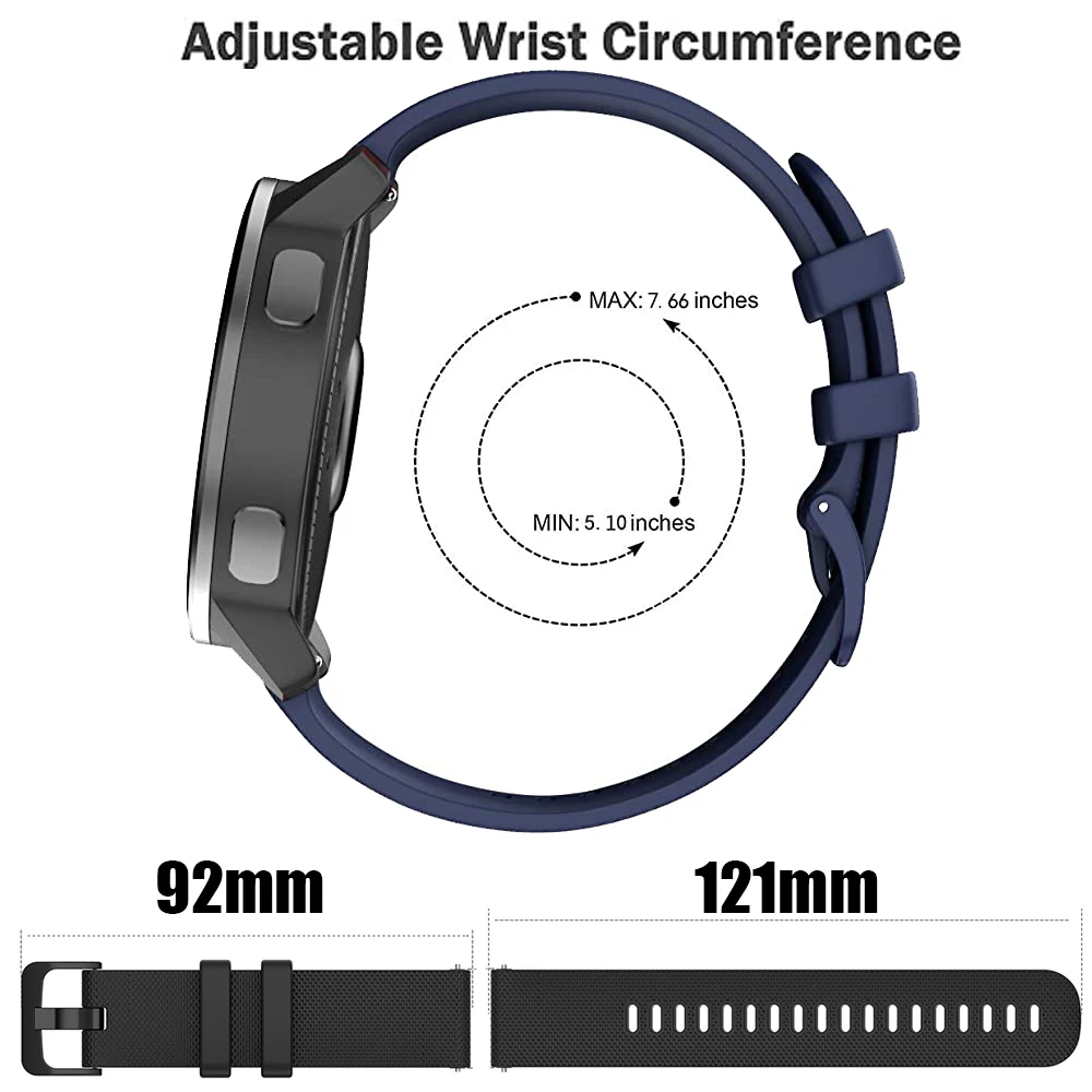 Correa de silicona de 16mm, 18mm, 20mm y 22mm para reloj CMF Pro Garmin Vivoactive 3 4 4s Venu 2 2s SQ Forerunner 245 B57 Huawei B6 B3