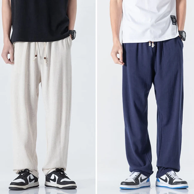 

2023 Summer Chinese Style Cotton Hemp Men's Loose Harem Pants Bamboo Joint Breathable Comfortable Casual Pants