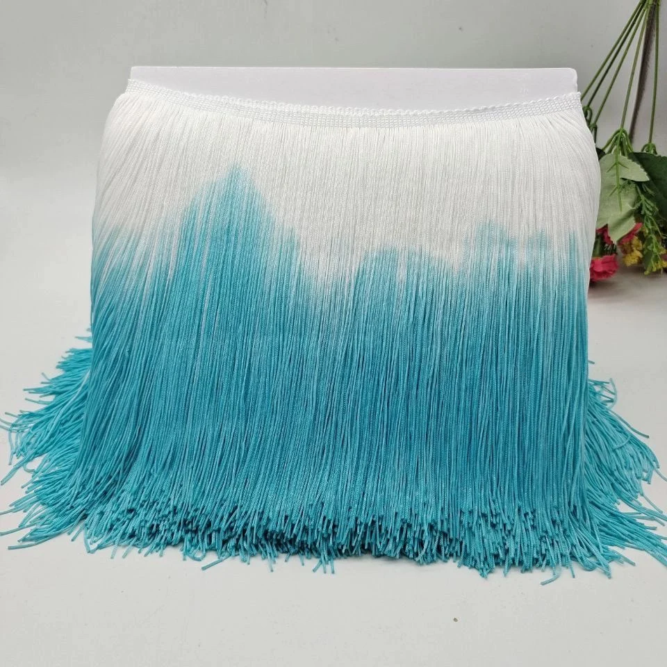 Two-Tone 20CM Fringe Tassel Trimming Per Yard Lace Nylon Quilting For Patchwork DIY Decorative Accessory Latin Dress Handwork