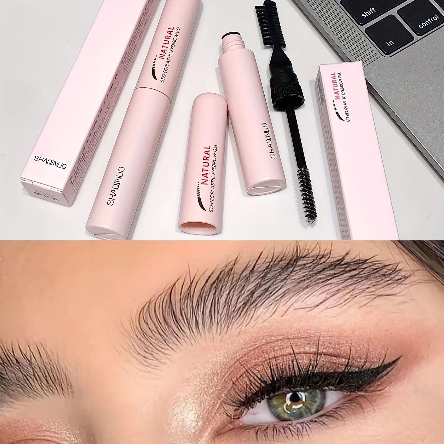 Gel de sobrancelha 3D natural para moldar e configuração, fornece efeitos de longa duração, à prova d'água e de secagem rápida, de aparência natural