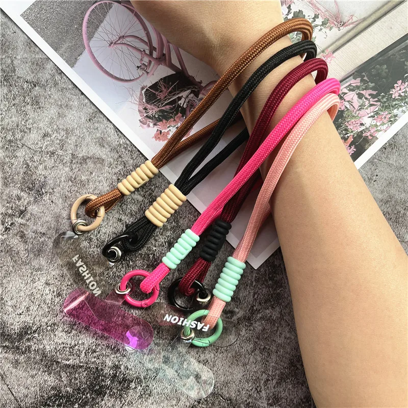 Cellphone Strap Candy Color Rope for Cards Metal Keyring Wrist Lanyard Keychain Portable Cellular Pendant Premium Hand Strap