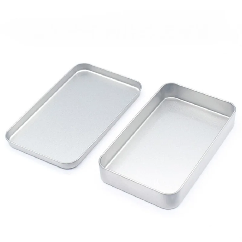 Sliver Rectangle Empty Iron Box Makeup Brush Storage Tin Box Hand Account Sticker Cases Sundries Container Cosmetic Organizer