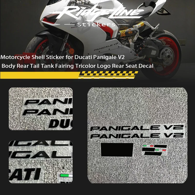 

Motorcycle Shell Sticker for Ducati Panigale V2 Body Rear Tail Tank Fairing Tricolor Logo Rear Seat Decal Custom Color