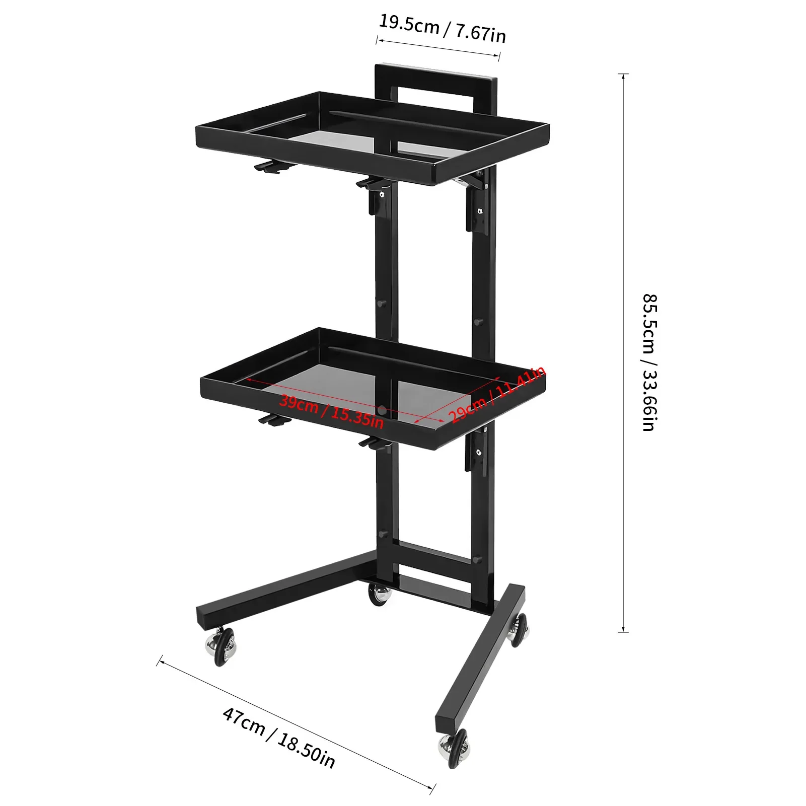 NEW Rolling Tray Aluminum Trolley Cart  Height Mobile Beauty Barber Spa Storage Salon Tattoo Hairstylist Tool