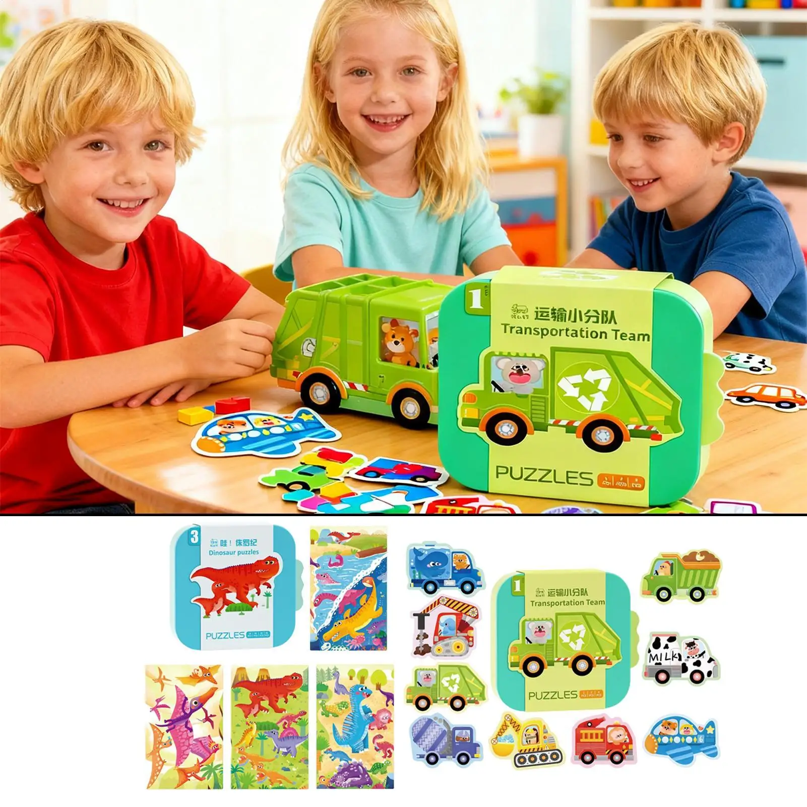 Puzzle dla dzieci, zabawki edukacyjne z kreskówkami, puzzle edukacyjne dla chłopców i dziewczynek w wieku 3-5 lat, prezenty na Boże Narodzenie, upominki na podróż