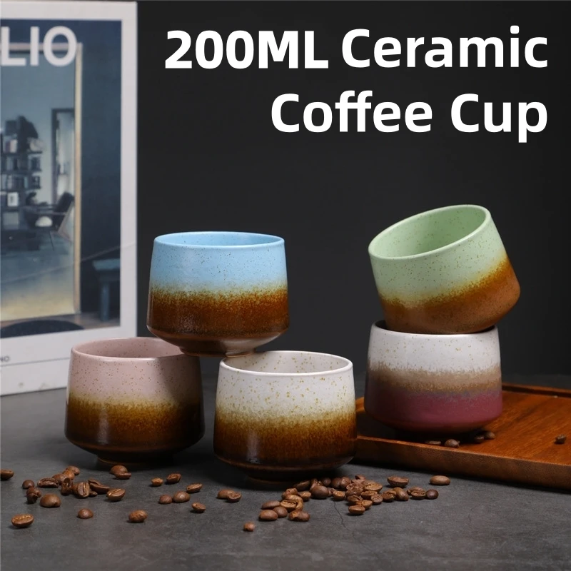 Taza de Café de Cerámica Degradada de 200 ml - Taza para Espresso + Taza para Latte + Taza para Leche, Taza de Té con Acabado Mate Resistente al Calor para Cafeterías y Uso Doméstico