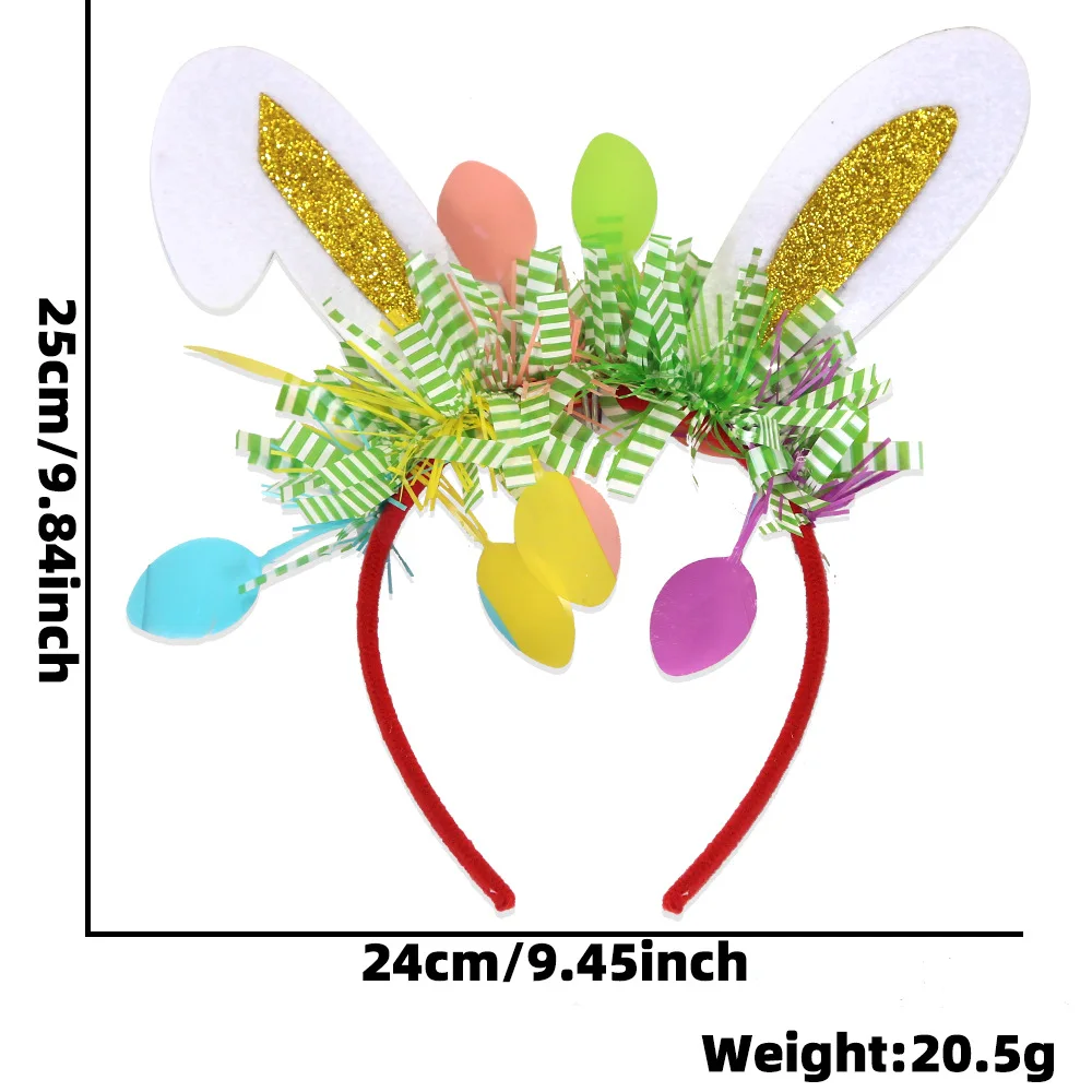 Kolorowa opaska z uszami królika w paski zając wielkanocny dekoracyjne akcesorium dla dorosłych i dzieci strój świąteczny