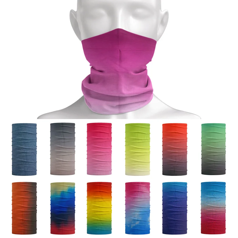 Colorful Ombre Women Neckchief Outdoor Sports Bandana Gradient Candy Color Cycling Scarf Riding Running Headband Men Face Mask