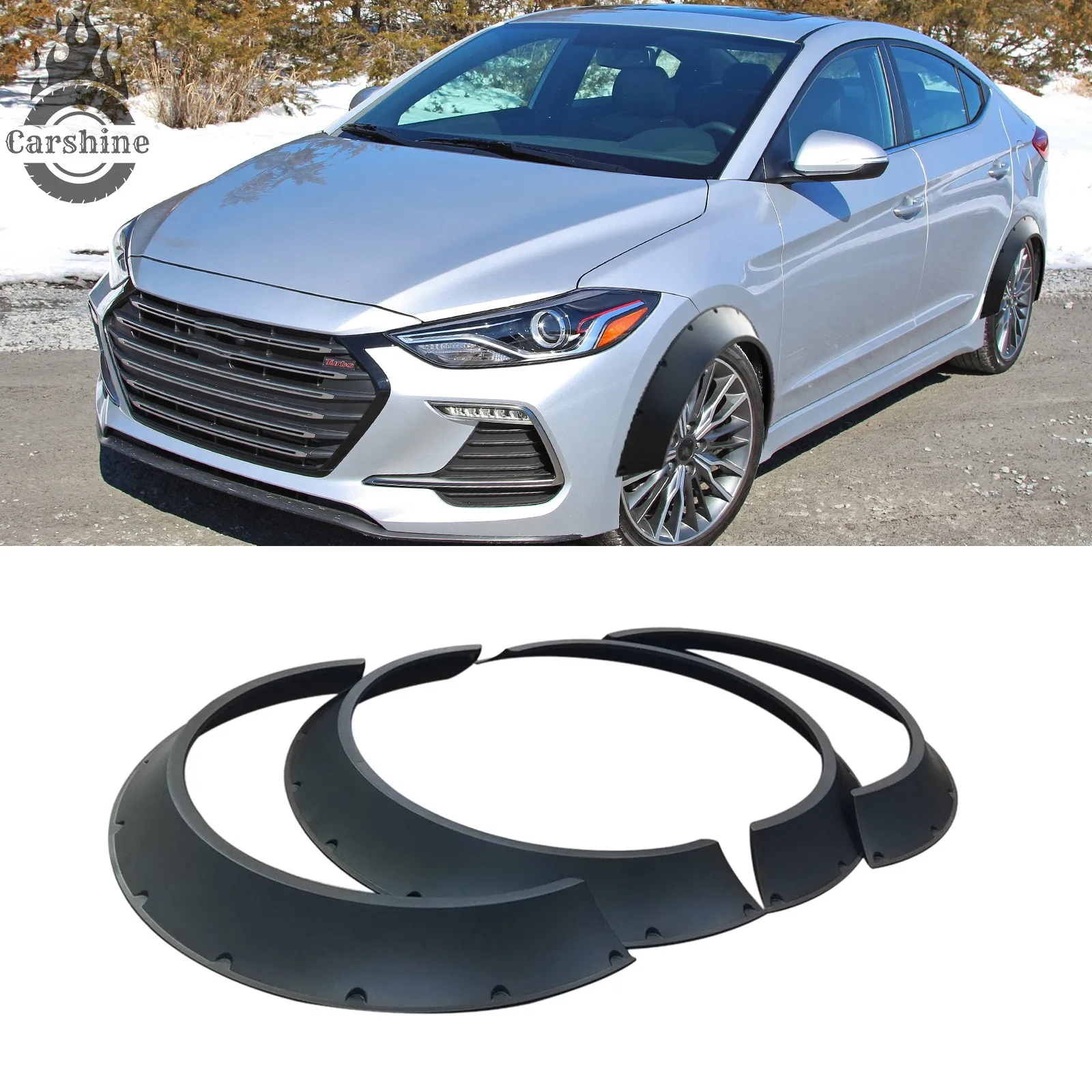

Для Hyundai Elantra: расширители колесных арок (фендеры) Wide Body, комплект из 4 шт., черные