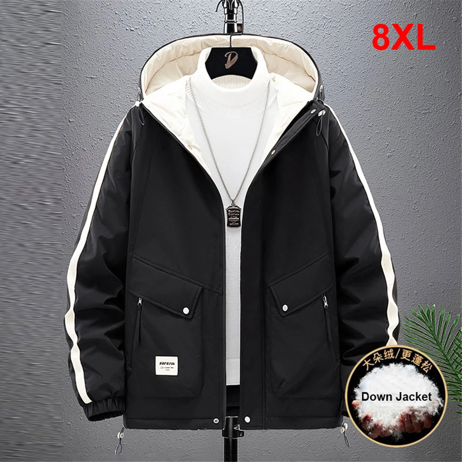 Chaqueta de plumón de invierno para hombre, chaquetas acolchadas de invierno de talla grande 8XL, abrigo de plumón informal a la moda para hombre, chaquetas de talla grande 8XL