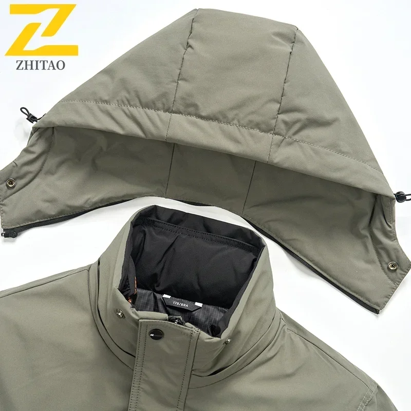 الشتاء الرجال أسفل سترة هود في الهواء الطلق مكتب سميكة أوزة أسفل شغل السترات عالية الجودة انفصال بطانة معطف الشتاء الدافئ أسفل #4