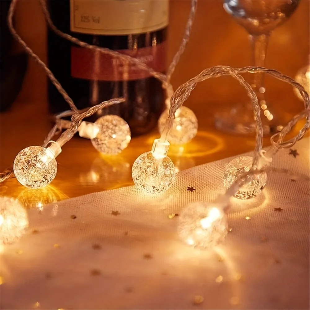 10/20/40/80LED Bauble LED String Lights Battery Powered Garland Lights for EID Mubarak Bedroom Wedding Valentine's Day 2026