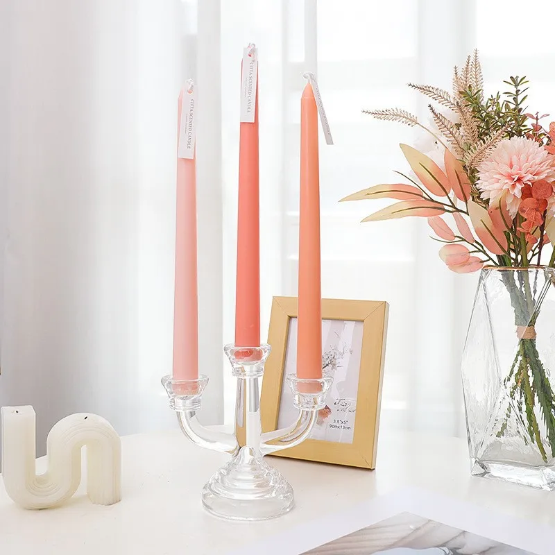 Crystal Glass Light Luxury Wind Glass Three Head Crystal Candlestick Romantic Candle Table Home Room Decoration Photo Props