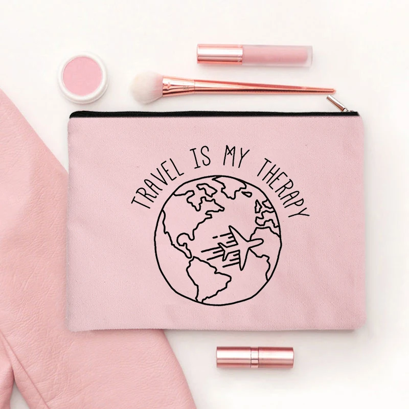 Airplane Travel Queen Print Makeup Bags Storage Zipper Pouch Perfume Lipstick Cosmetic Bag Pencil Case Wallet Stewardess Gifts