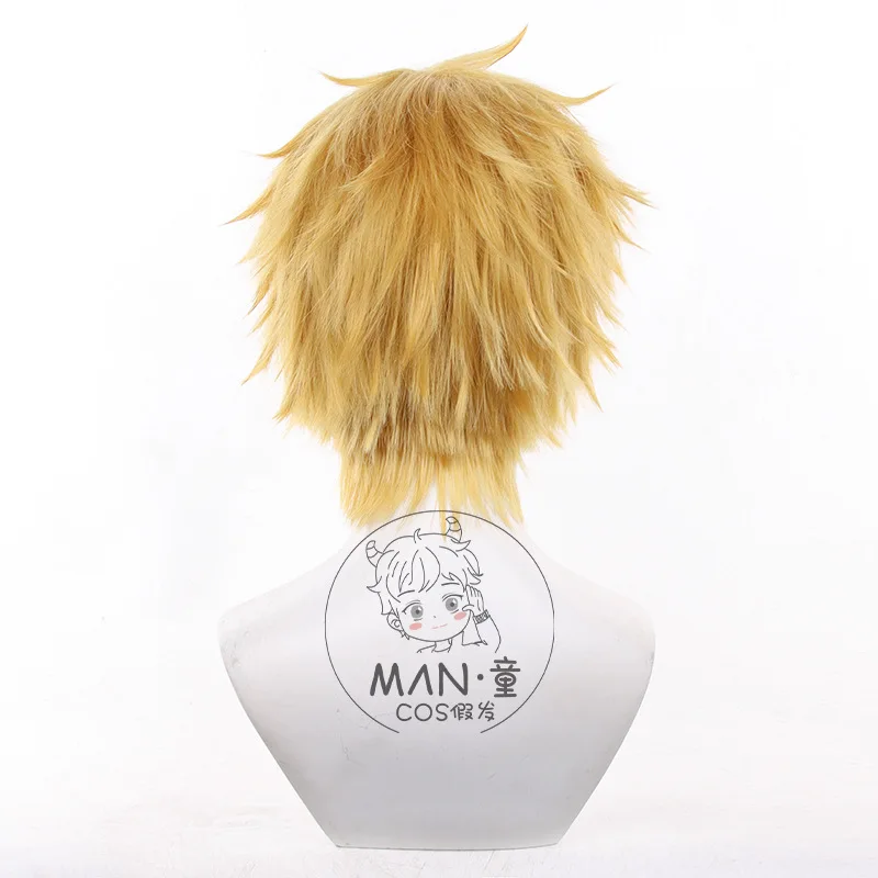 شعر مستعار كوسبلاي ميدالية Meipuroji Kosame أصفر منفوش شعر قصير للهالوين