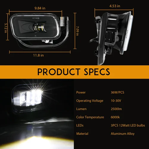 Imagen 2 del producto Luces antiniebla LED para coche, lámparas antiniebla de conducción de parachoques, para Dodge Ram 1500, 2009, 2012, 2500, 3500, 2010, 2018, # 55372734AB, 55372735AA